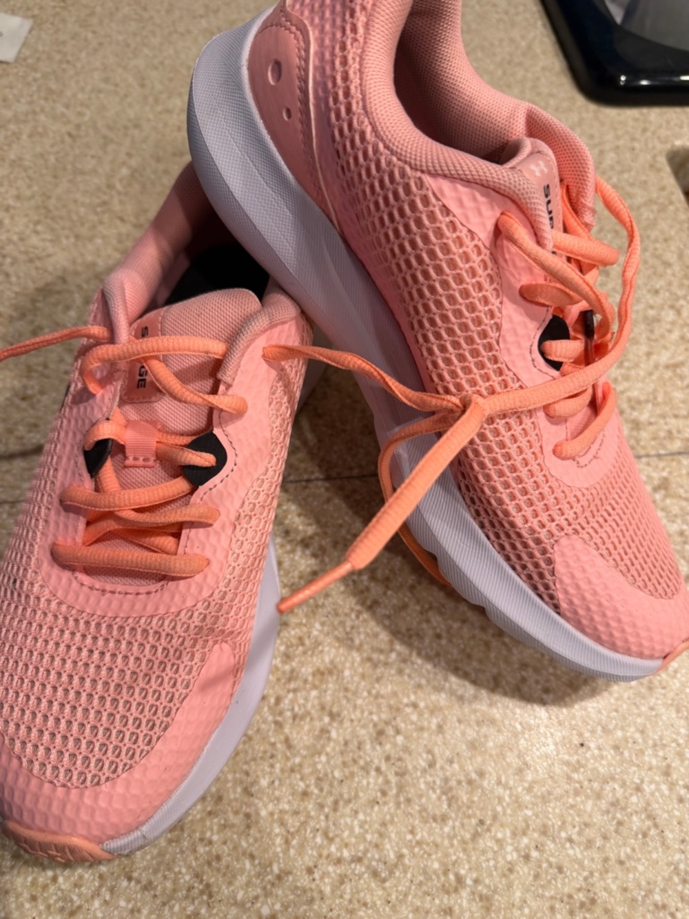Under Armour Women's Peach Mesh Running Shoes with White Soles